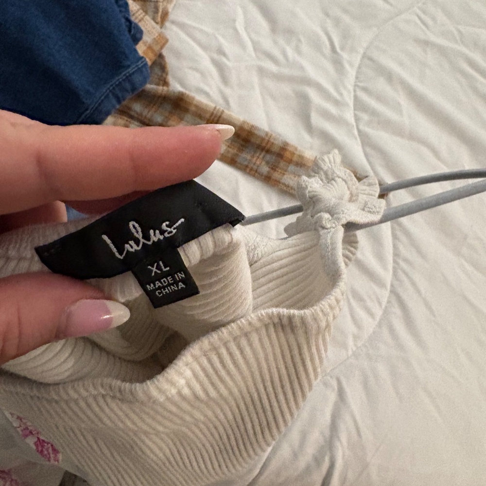 Lulus White Ruffle Strap Ribbed Top - Picture 5 of 5